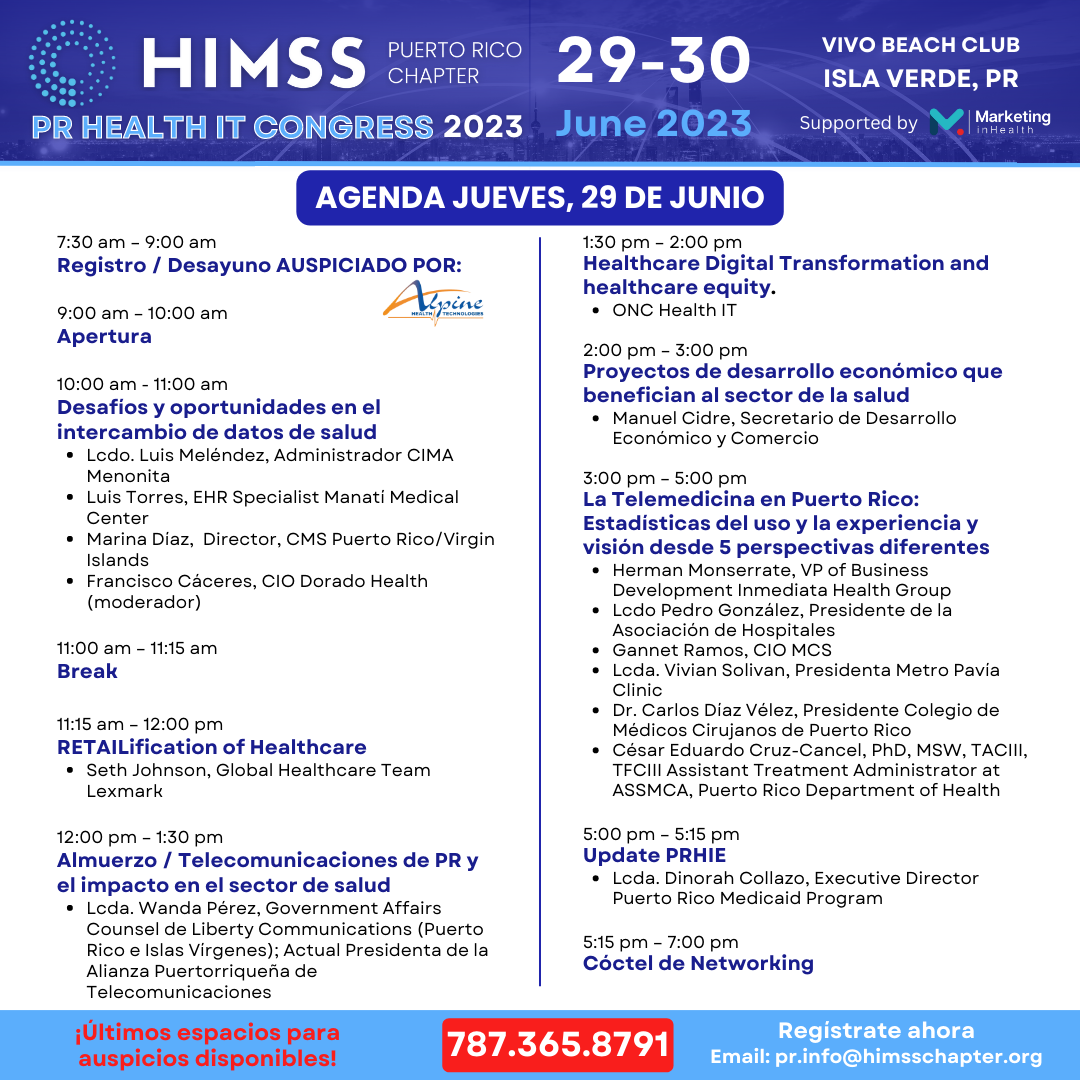 HIMSS PR Agenda Jueves, 29 de Junio