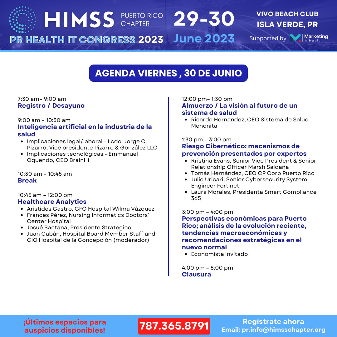 HIMSS PR Agenda Viernes, 30 de Junio